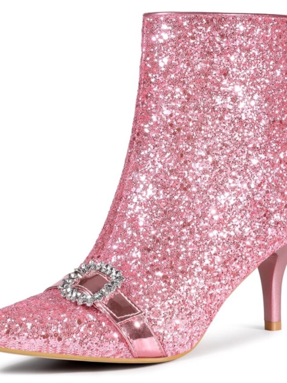 Glitter Boot Rhinestone Stiletto Heel Ankle Pink Boots Perphy Size 9